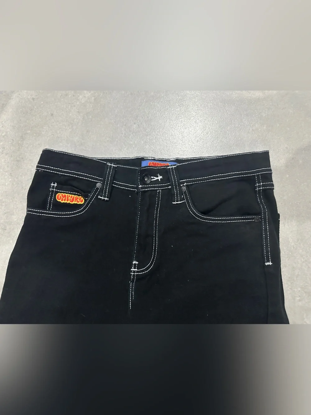 Empyre Black Straight Men's Jeans with White Contrast Stitching